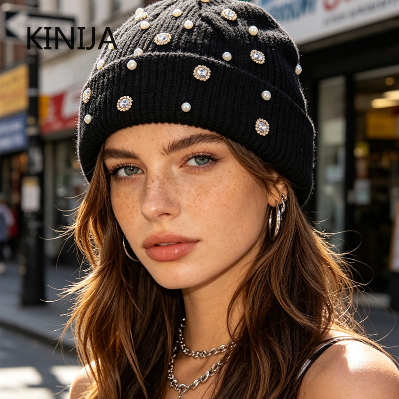 Winter Knit Beanie Hat Pearl R - Beanie Cuffed Knit 评论和价格