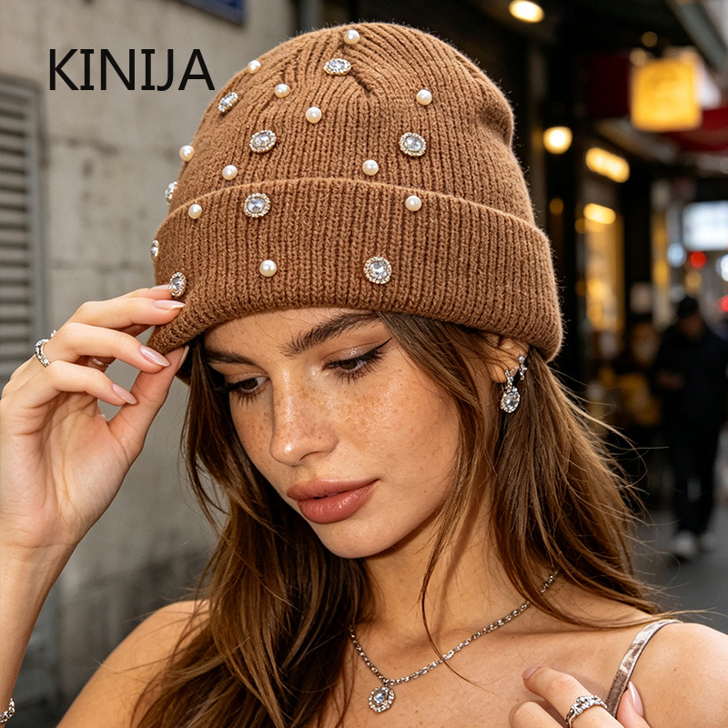 Winter Knit Beanie Hat Pearl R - Beanie Cuffed Knit 评论和价格