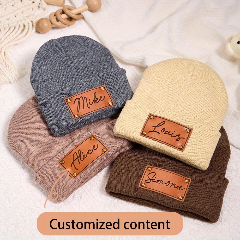Custom Leather Patch Beanie Cu - Beanie Cuffed Knit 评论和价格