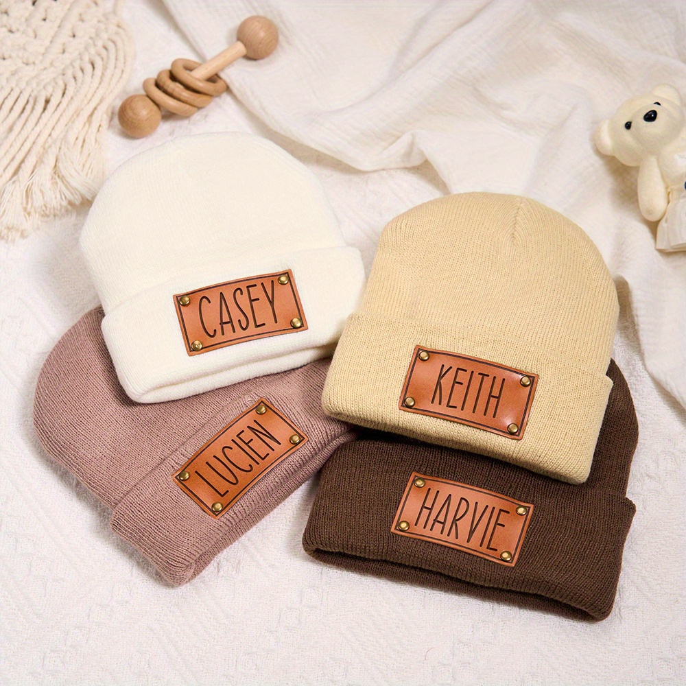 Custom Leather Patch Beanie Cu - Beanie Cuffed Knit 评论和价格