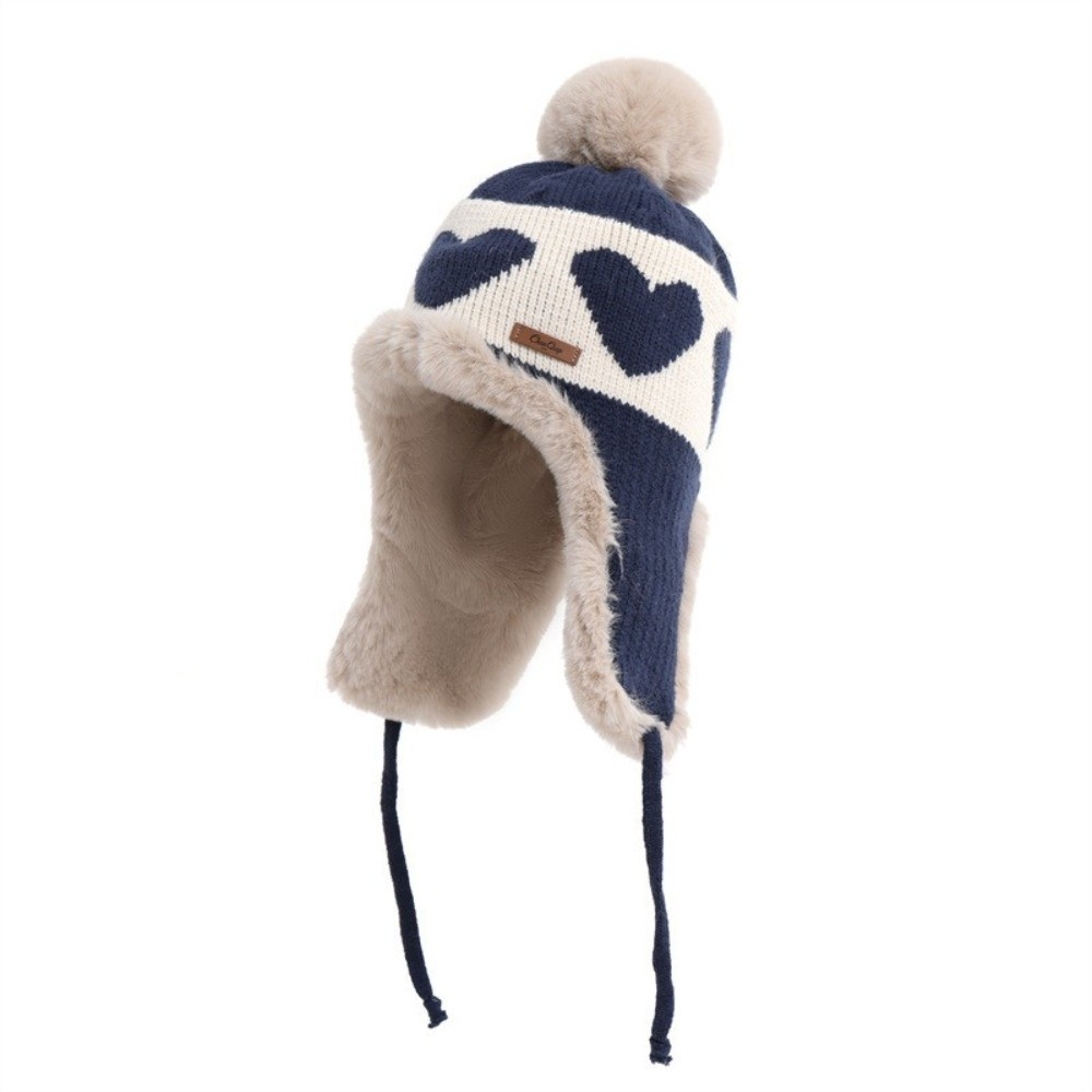 Polyester Heart Pattern Ear Fl - Winter Trapper Hat 评论和价格