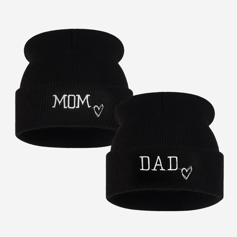 2pc Adult MOM DAD Embroidery M - Beanie Cuffed Knit 评论和价格