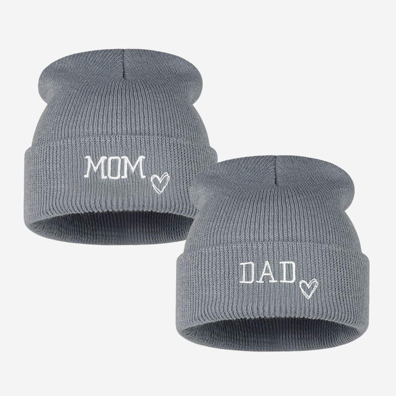 2pc Adult MOM DAD Embroidery M - Beanie Cuffed Knit 评论和价格