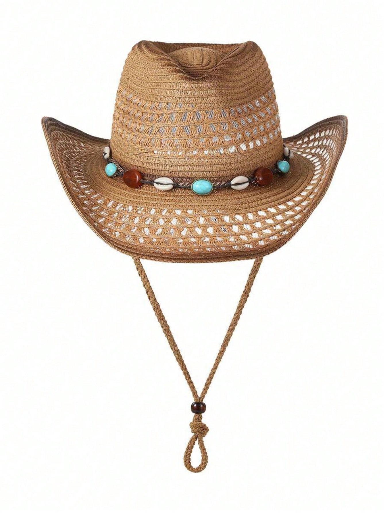Unisex Brown Hollow Straw Cowb - Cowboy Hat Straw 评论和价格