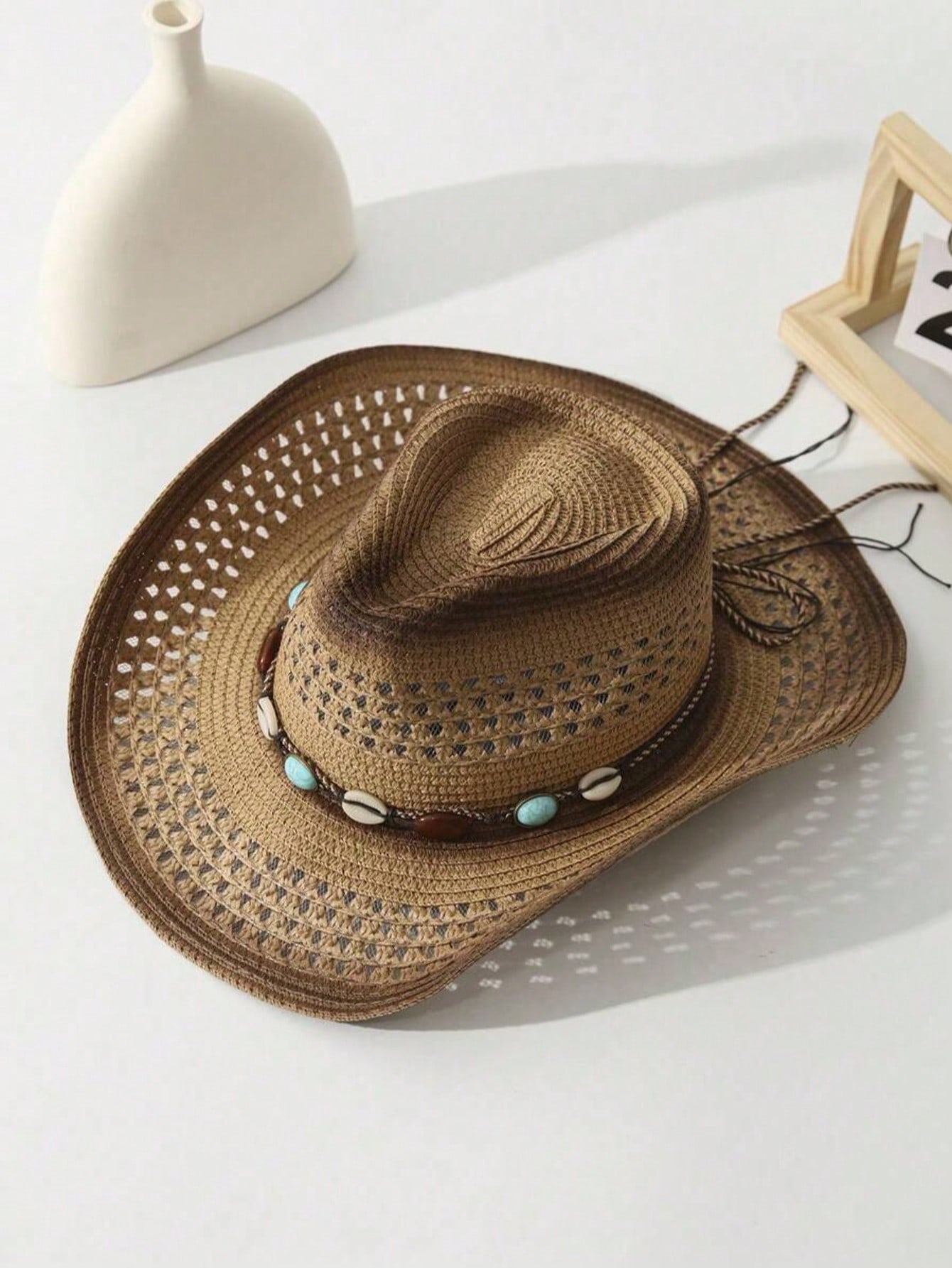Unisex Brown Hollow Straw Cowb - Cowboy Hat Straw 评论和价格
