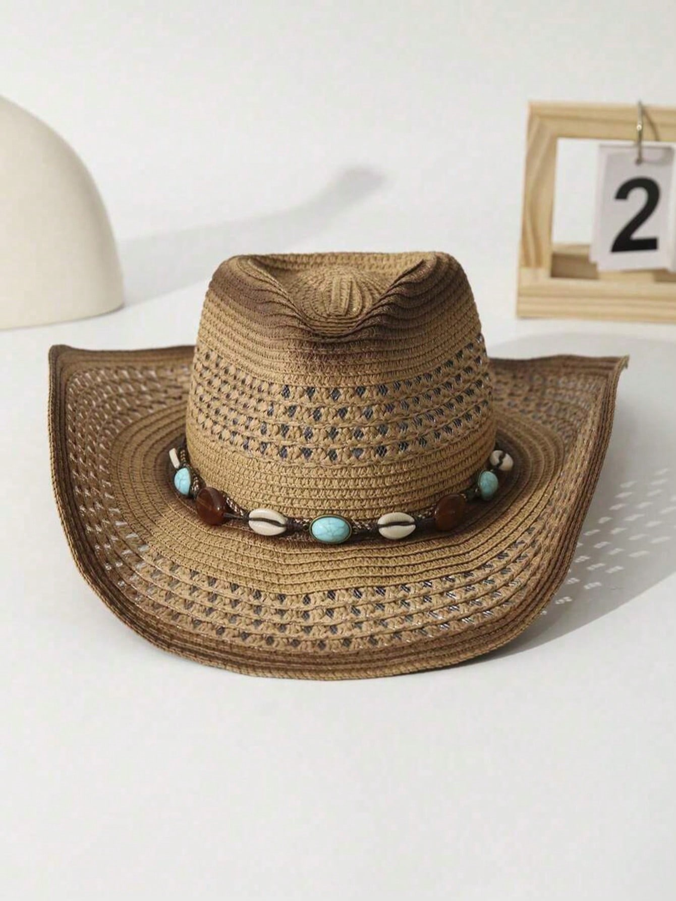 Unisex Brown Hollow Straw Cowb - Cowboy Hat Straw 评论和价格