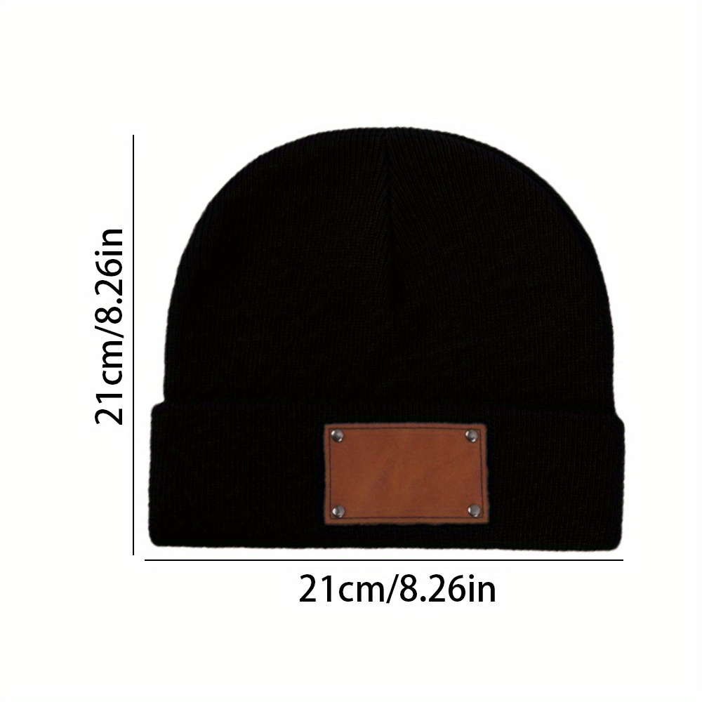 Custom Name Leather Label Knit - Beanie Cuffed Knit 评论和价格